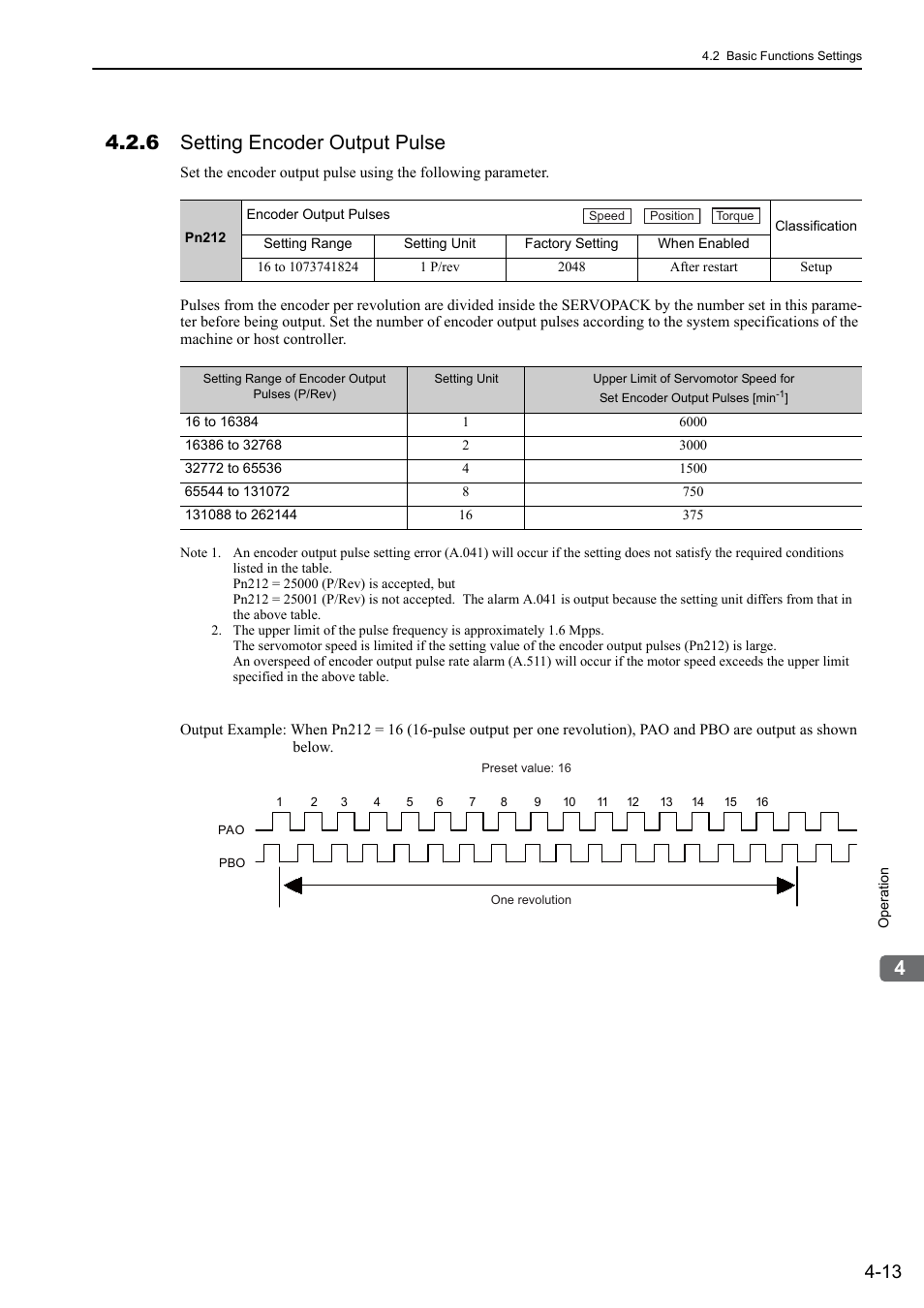 6 setting encoder output pulse, Rotation | Yaskawa Sigma-5 Large Capacity Users Manual: Design and Maintenance-Command Option Interface User Manual | Page 109 / 363