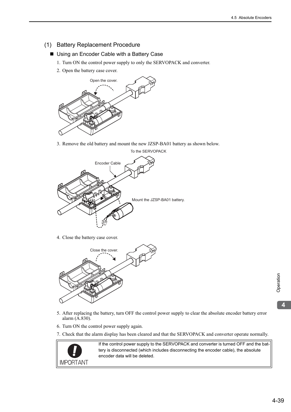 1) battery replacement procedure, Rotation | Yaskawa Sigma-5 Large Capacity Users Manual: Design and Maintenance-Command Option Interface User Manual | Page 135 / 363