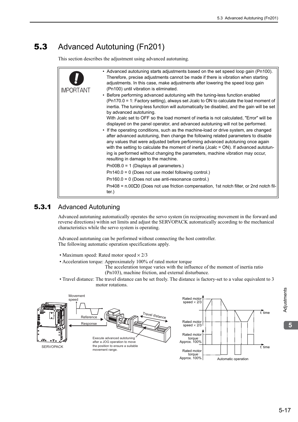 3 advanced autotuning (fn201), 1 advanced autotuning, M-ii | Rotation | Yaskawa Sigma-5 Large Capacity Users Manual: Design and Maintenance-Command Option Interface User Manual | Page 176 / 363