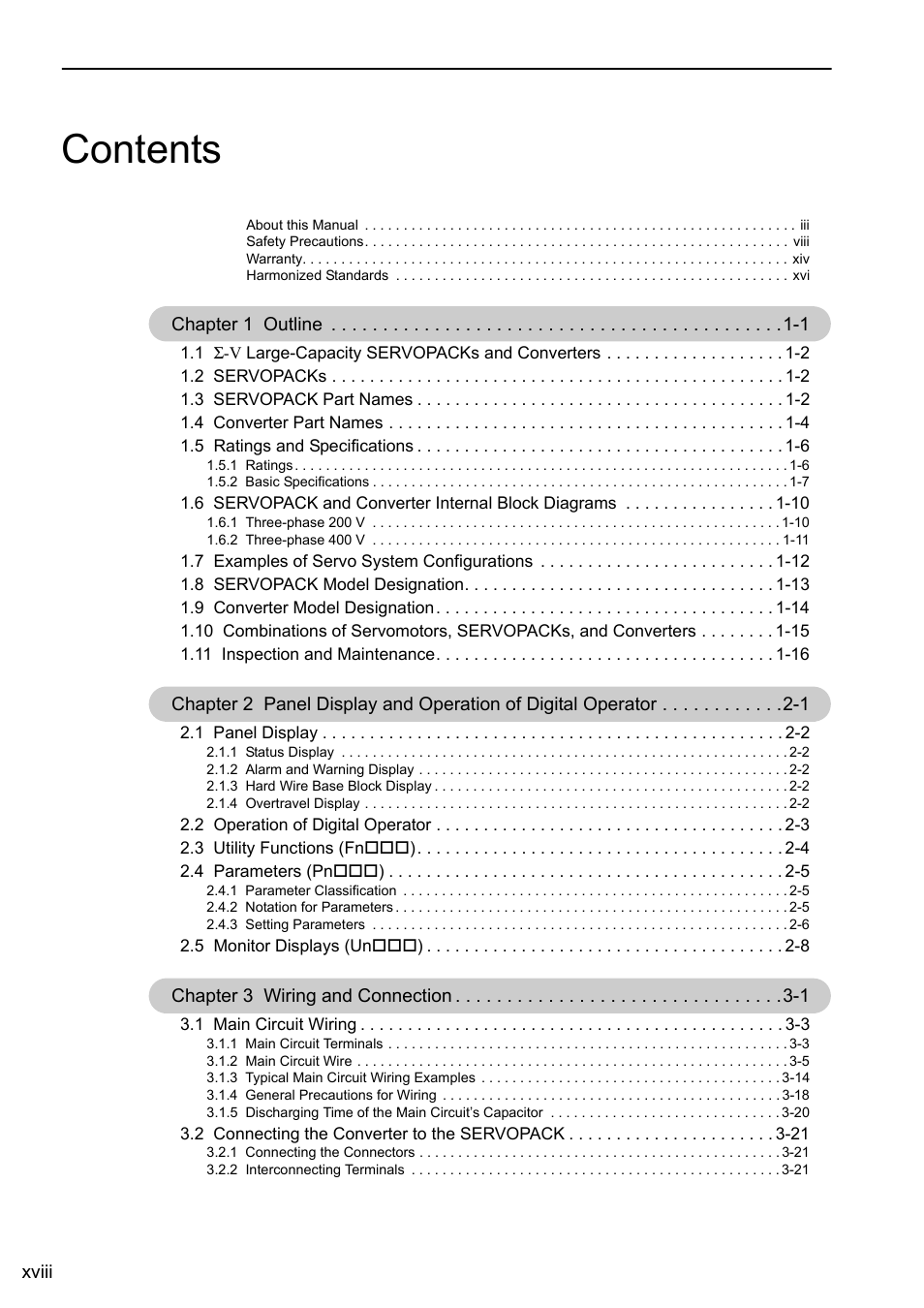 Yaskawa Sigma-5 Large Capacity Users Manual: Design and Maintenance-Command Option Interface User Manual | Page 18 / 363