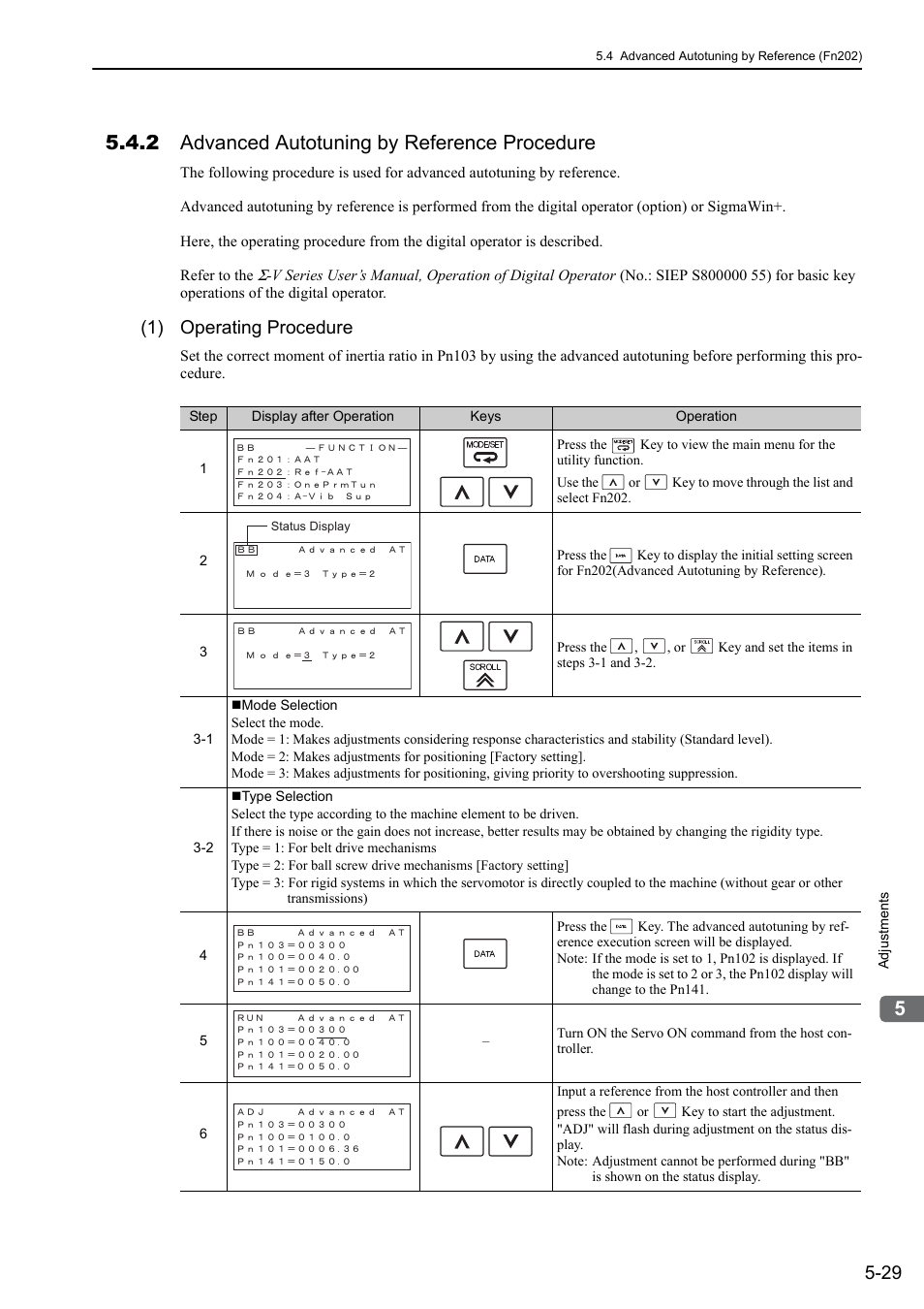 2 advanced autotuning by reference procedure, 1) operating procedure | Yaskawa Sigma-5 Large Capacity Users Manual: Design and Maintenance-Command Option Interface User Manual | Page 188 / 363