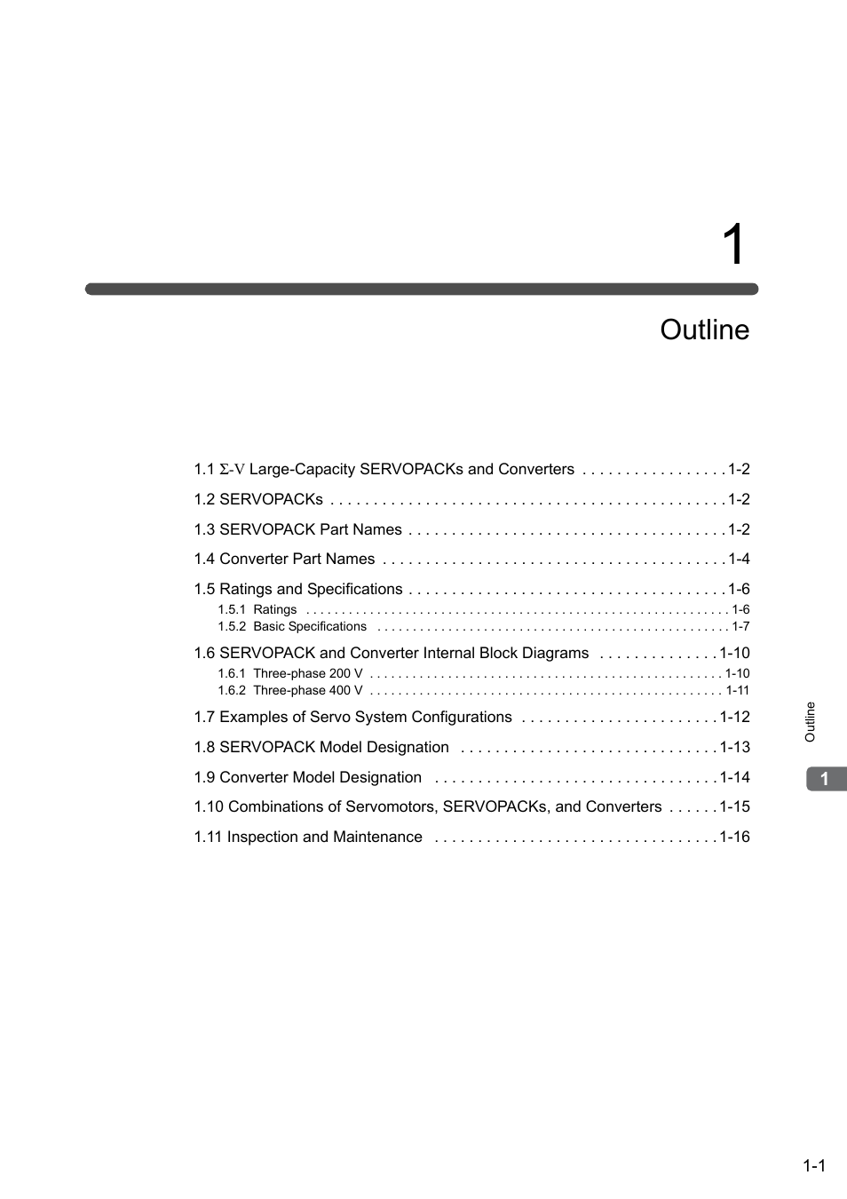 1 outline, Outline | Yaskawa Sigma-5 Large Capacity Users Manual: Design and Maintenance-Command Option Interface User Manual | Page 23 / 363