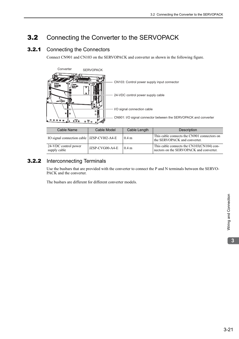 2 connecting the converter to the servopack, 1 connecting the connectors, 2 interconnecting terminals | M-ii | Yaskawa Sigma-5 Large Capacity Users Manual: Design and Maintenance-Command Option Interface User Manual | Page 67 / 363