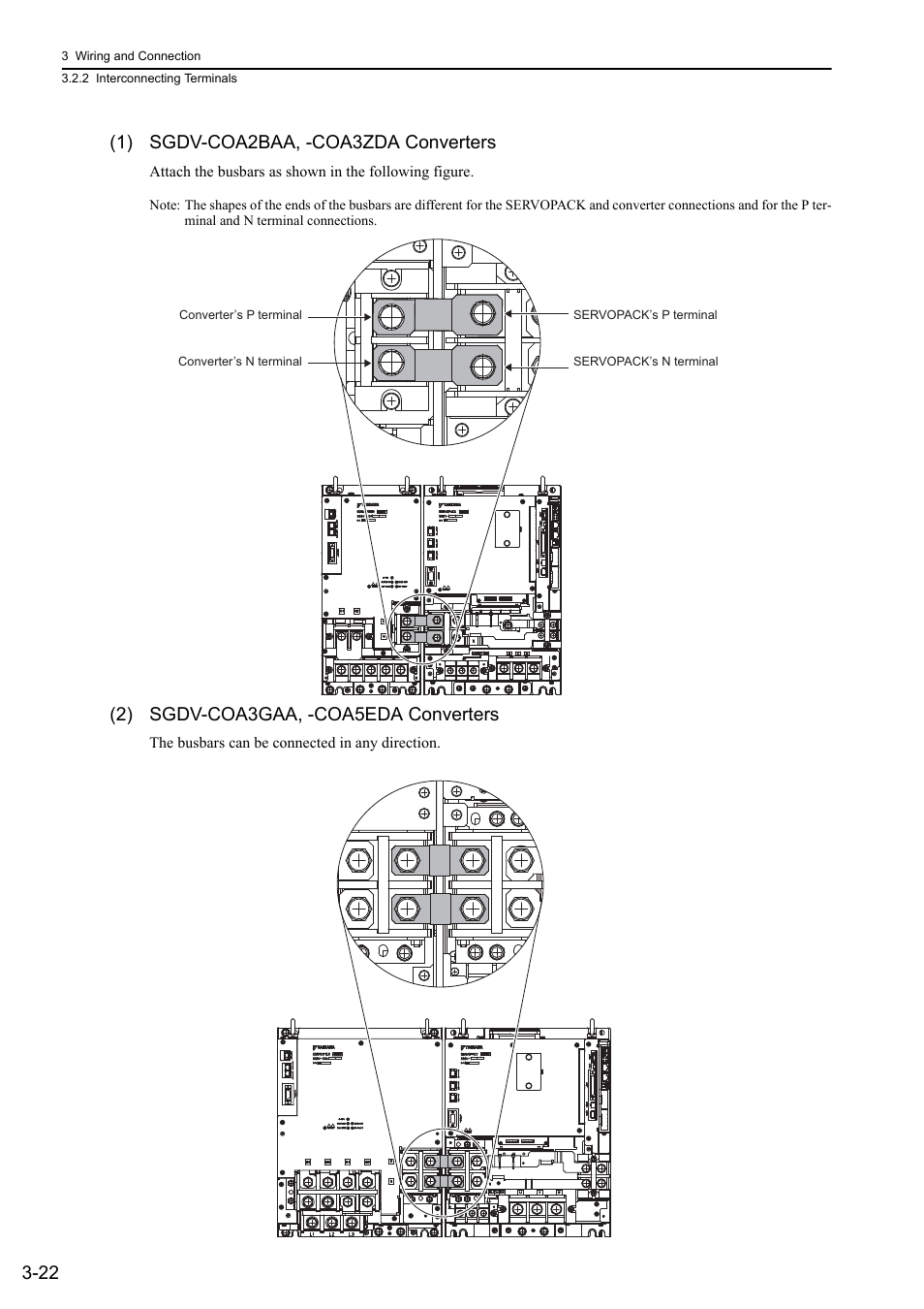 2) sgdv-coa3gaa, -coa5eda converters, M-ii | Yaskawa Sigma-5 Large Capacity Users Manual: Design and Maintenance-Command Option Interface User Manual | Page 68 / 363