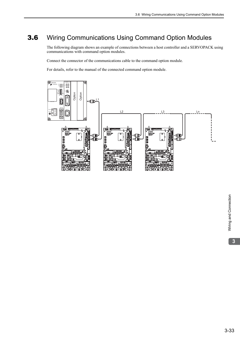 M-ii, Wi ring and c onne ctio n, L3 ln l1 l2 | Option | Yaskawa Sigma-5 Large Capacity Users Manual: Design and Maintenance-Command Option Interface User Manual | Page 79 / 363