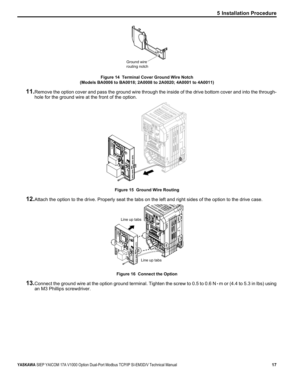 Figure 14 | Yaskawa V1000-Series Option SI-EM3D/V Dual Port EtherNet Modbus TCP/IP Technical Manual User Manual | Page 17 / 52