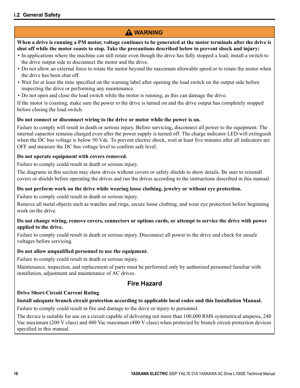 Yaskawa L1000E AC Drive Technical Manual for CIMR-LE Models for Elevator Applications User Manual | Page 18 / 488