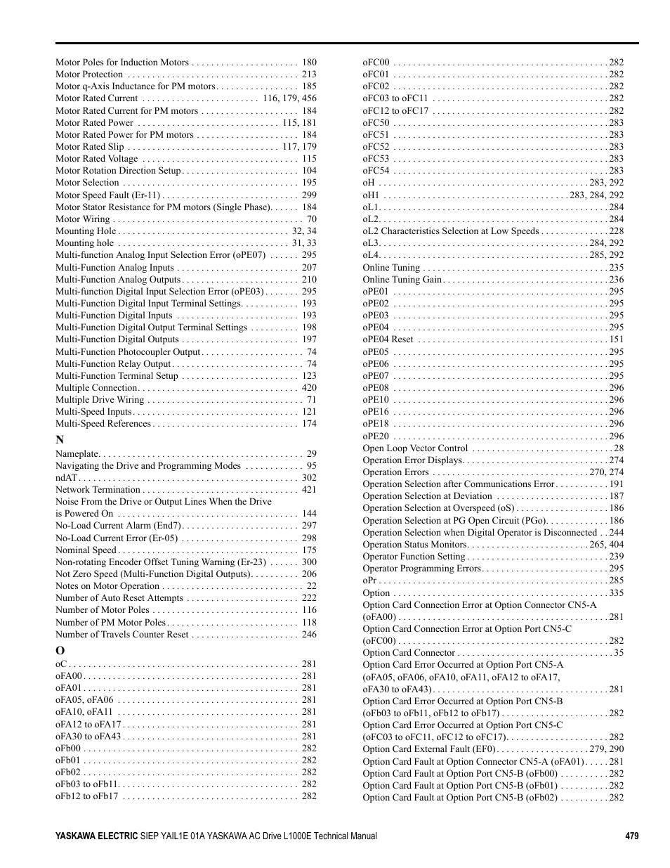 Yaskawa L1000E AC Drive Technical Manual for CIMR-LE Models for Elevator Applications User Manual | Page 479 / 488