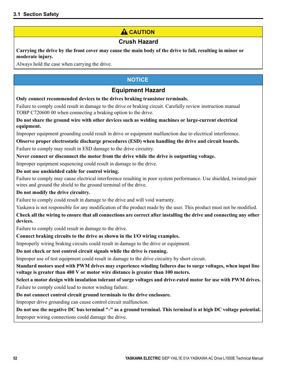 Yaskawa L1000E AC Drive Technical Manual for CIMR-LE Models for Elevator Applications User Manual | Page 52 / 488