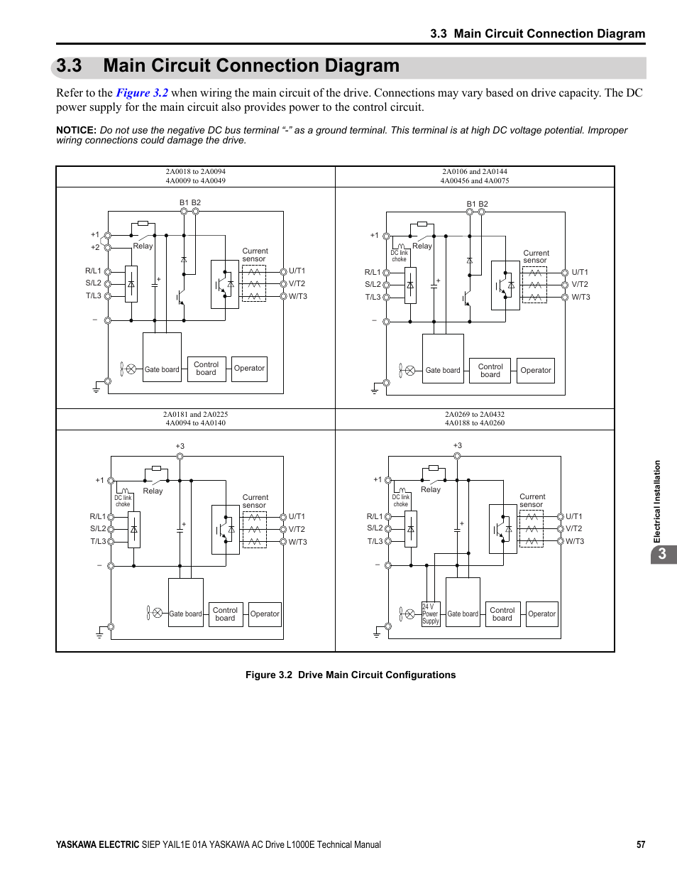 3 main circuit connection diagram, Y e a _ c o m | Yaskawa L1000E AC Drive Technical Manual for CIMR-LE Models for Elevator Applications User Manual | Page 57 / 488