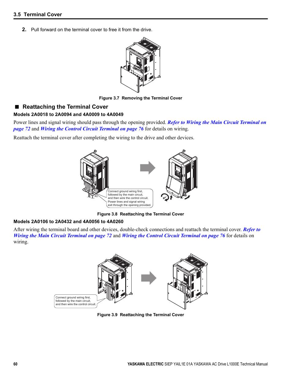 Yaskawa L1000E AC Drive Technical Manual for CIMR-LE Models for Elevator Applications User Manual | Page 60 / 488