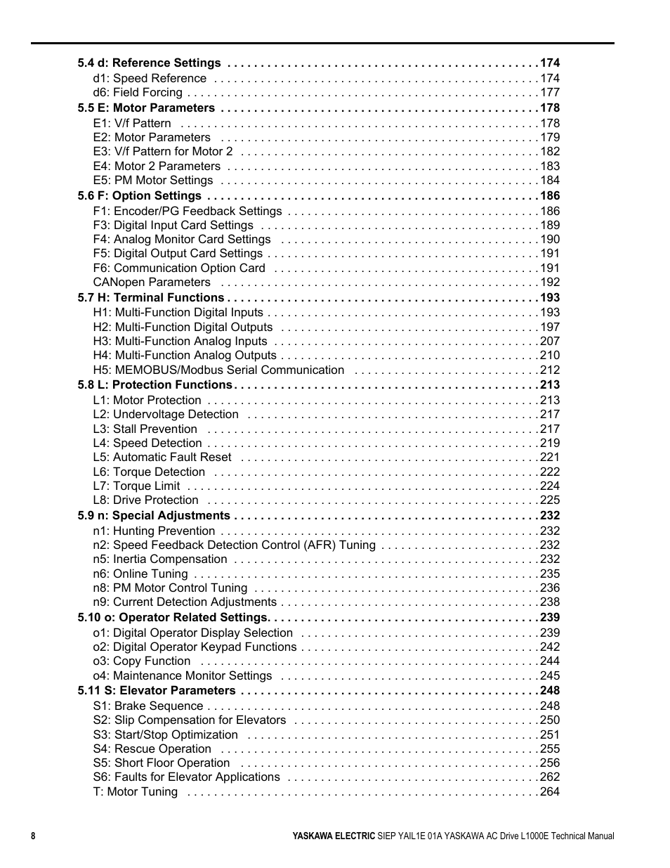 Yaskawa L1000E AC Drive Technical Manual for CIMR-LE Models for Elevator Applications User Manual | Page 8 / 488