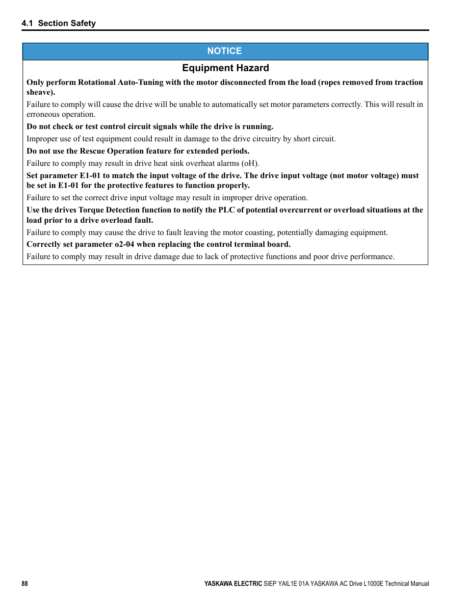 Yaskawa L1000E AC Drive Technical Manual for CIMR-LE Models for Elevator Applications User Manual | Page 88 / 488