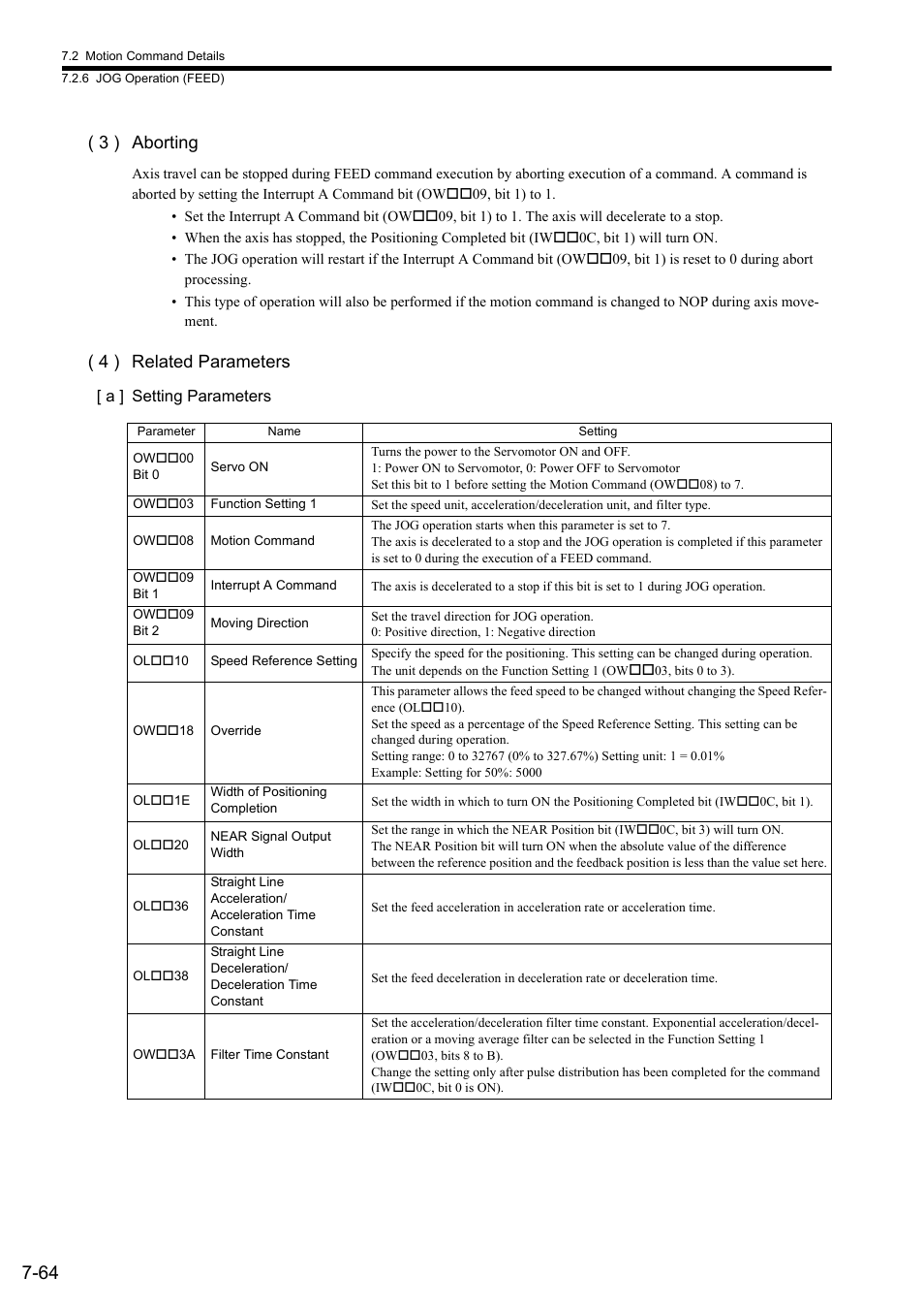 3 ) aborting, 4 ) related parameters | Yaskawa JAPMC-MC2300 User Manual | Page 204 / 373