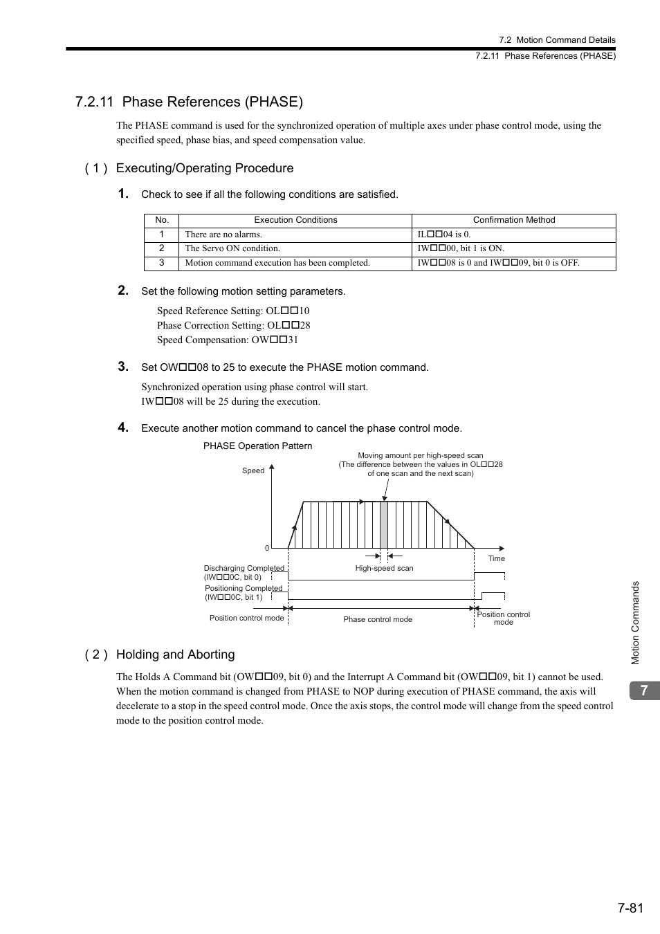 11 phase references (phase), 1 ) executing/operating procedure, 2 ) holding and aborting | Yaskawa JAPMC-MC2300 User Manual | Page 221 / 373