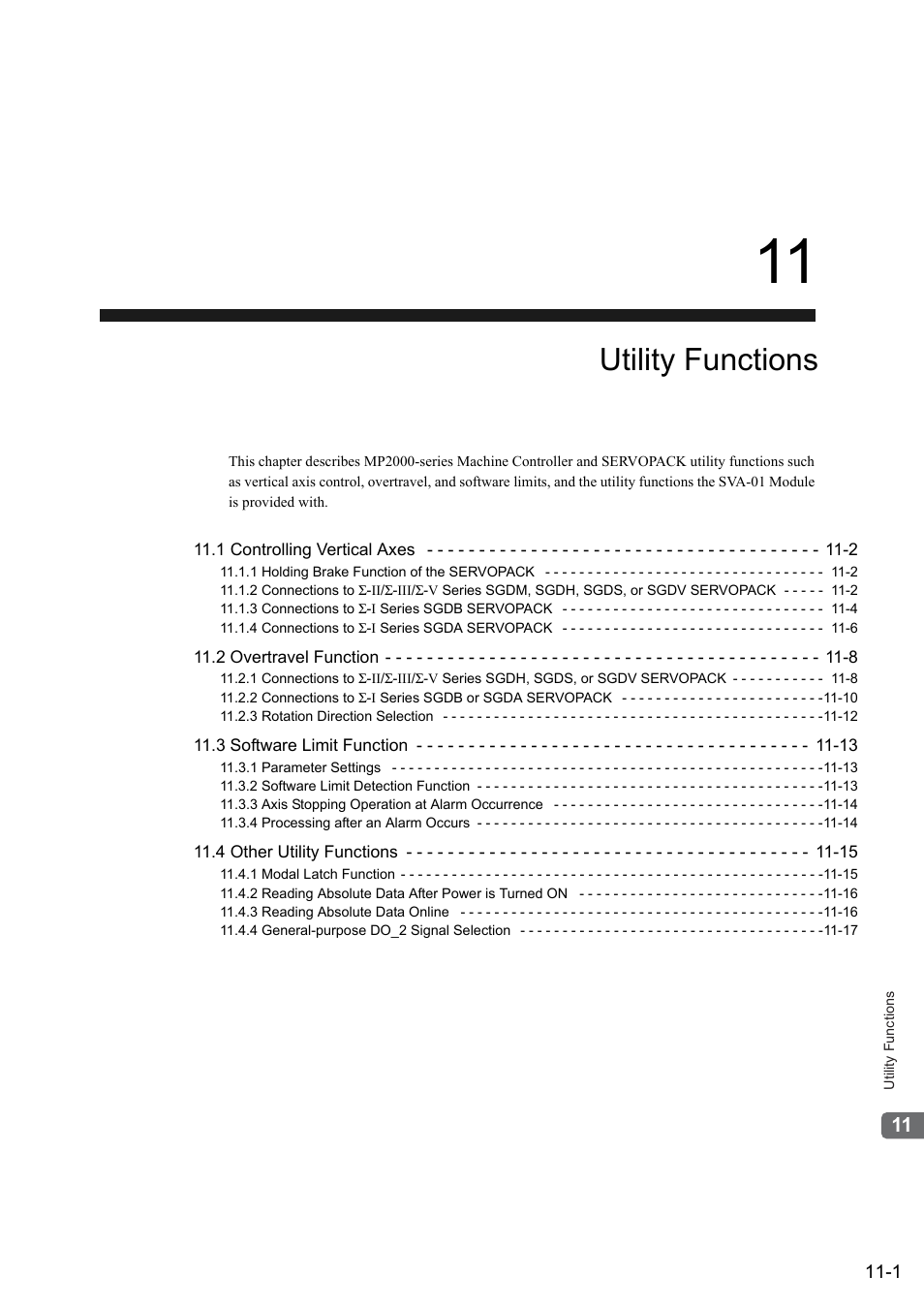 11 utility functions, Utility functions | Yaskawa JAPMC-MC2300 User Manual | Page 301 / 373