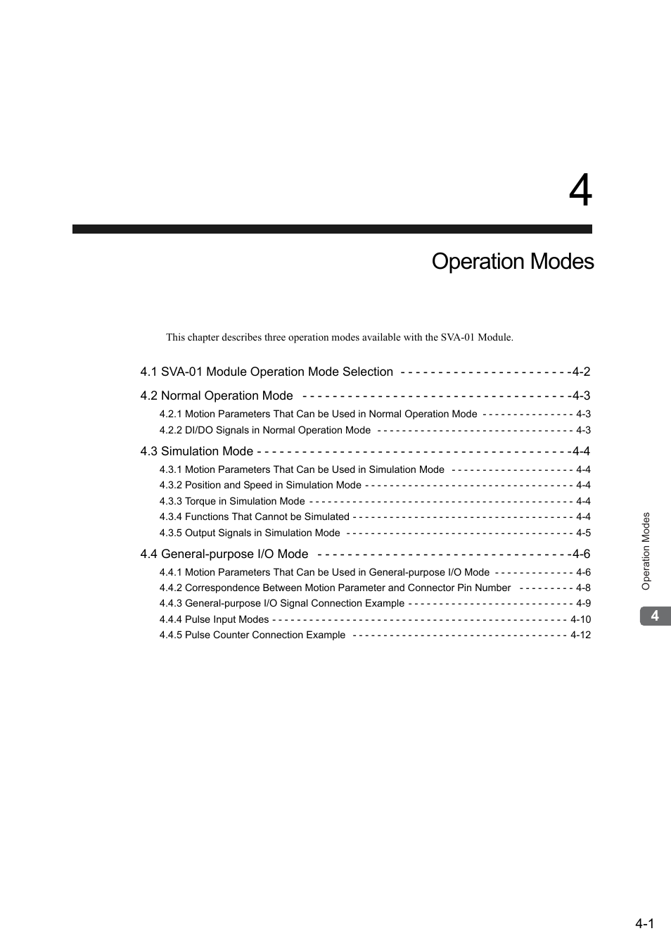 4 operation modes, Operation modes | Yaskawa JAPMC-MC2300 User Manual | Page 61 / 373