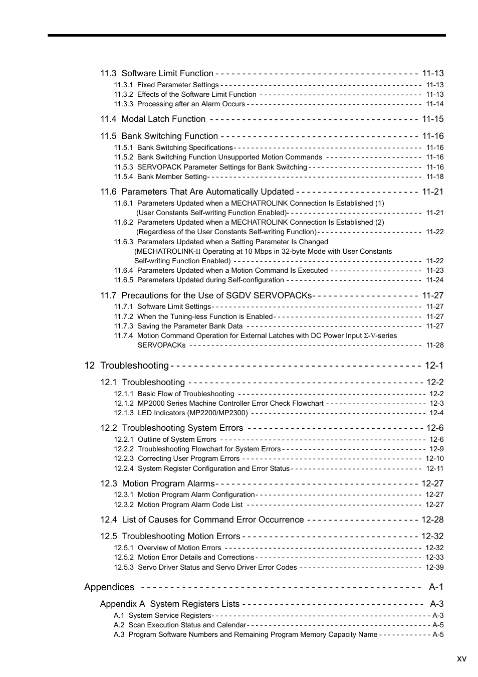 12 troubleshooting -1 | Yaskawa MP2000 Series: Built-in SVB or SVB-01 Motion Module User Manual | Page 15 / 543