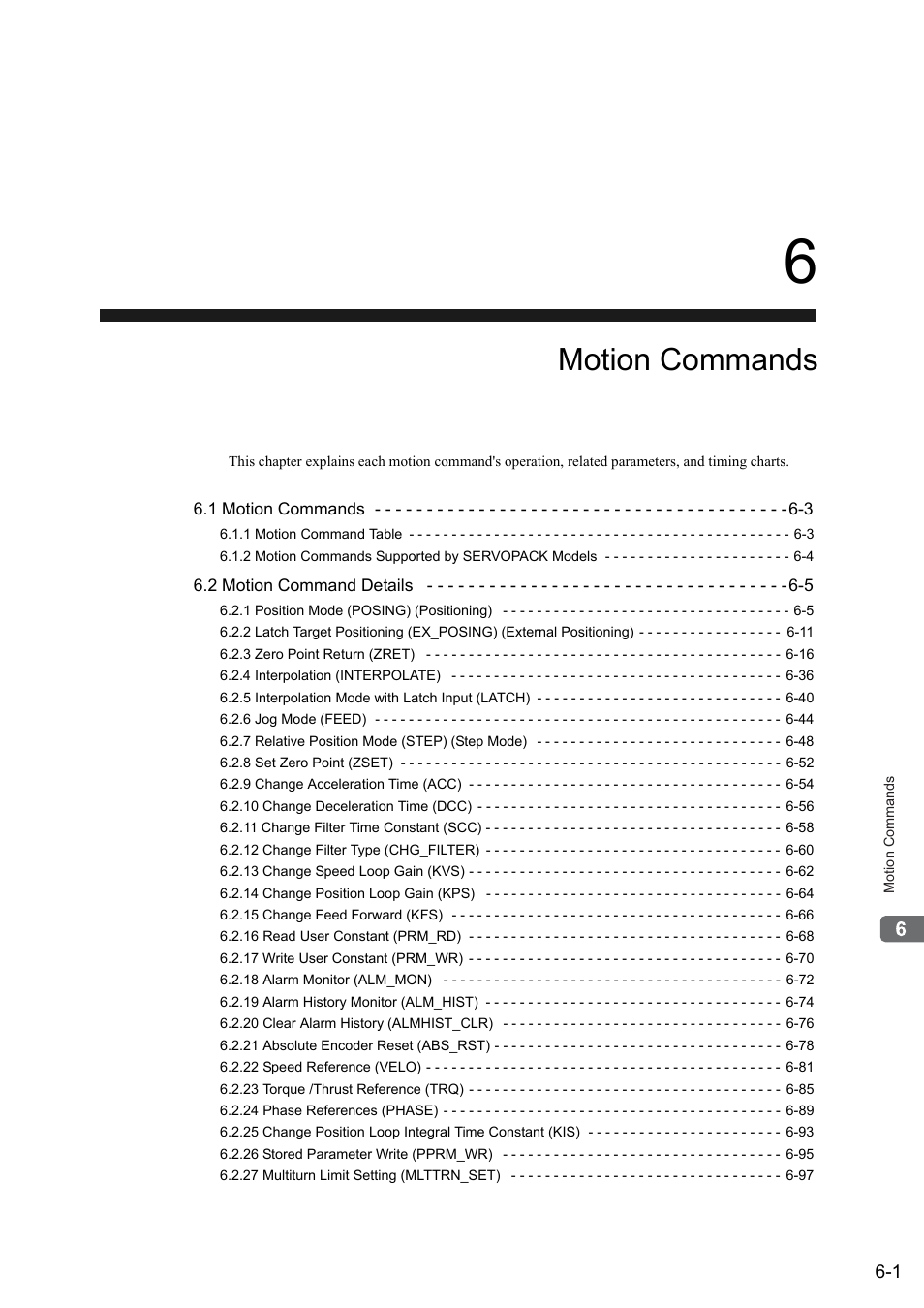 6 motion commands, Motion commands | Yaskawa MP2000 Series: Built-in SVB or SVB-01 Motion Module User Manual | Page 162 / 543