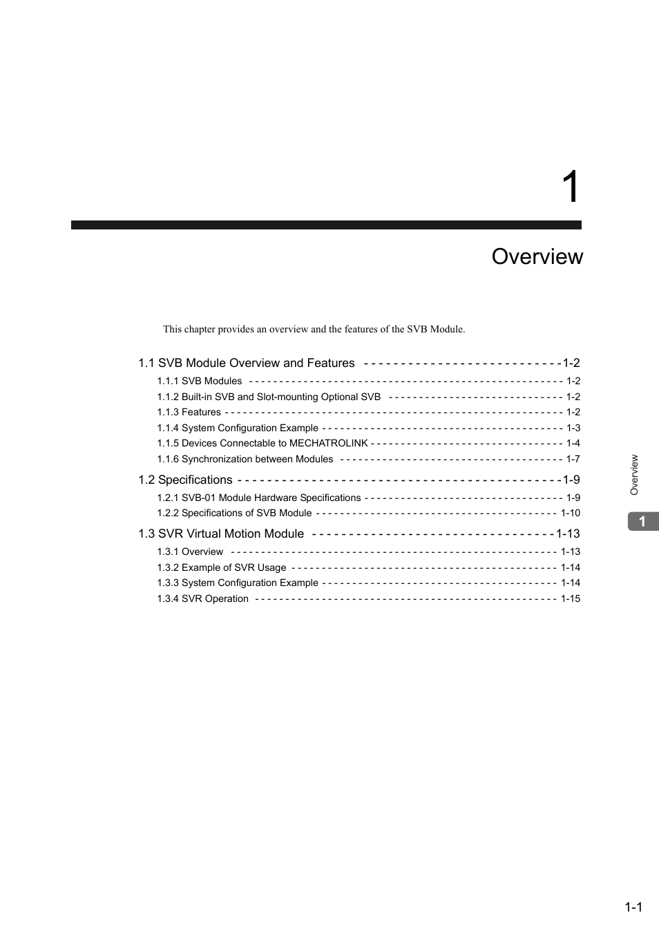 1 overview, Overview | Yaskawa MP2000 Series: Built-in SVB or SVB-01 Motion Module User Manual | Page 17 / 543