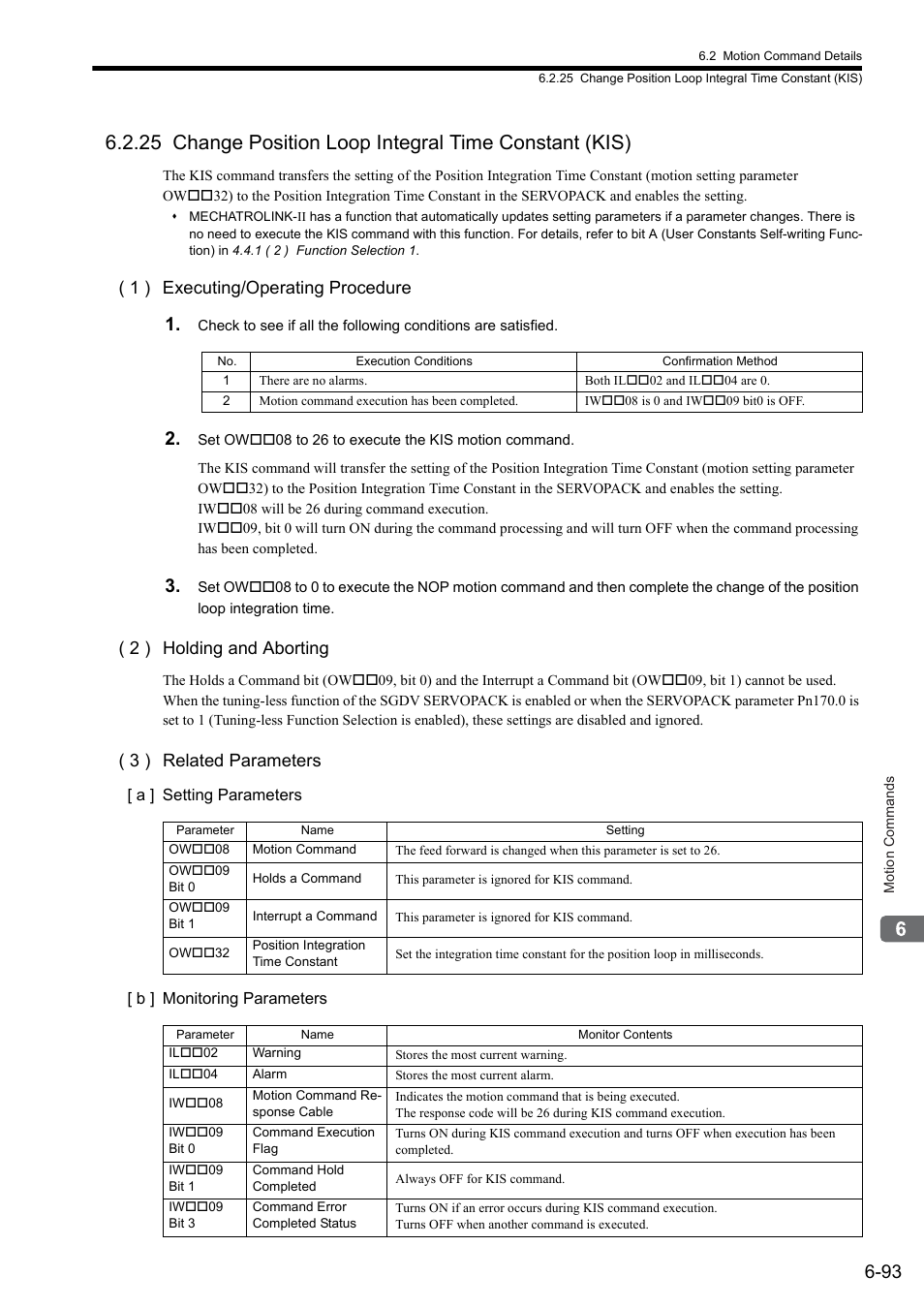 1 ) executing/operating procedure, 2 ) holding and aborting, 3 ) related parameters | Yaskawa MP2000 Series: Built-in SVB or SVB-01 Motion Module User Manual | Page 254 / 543