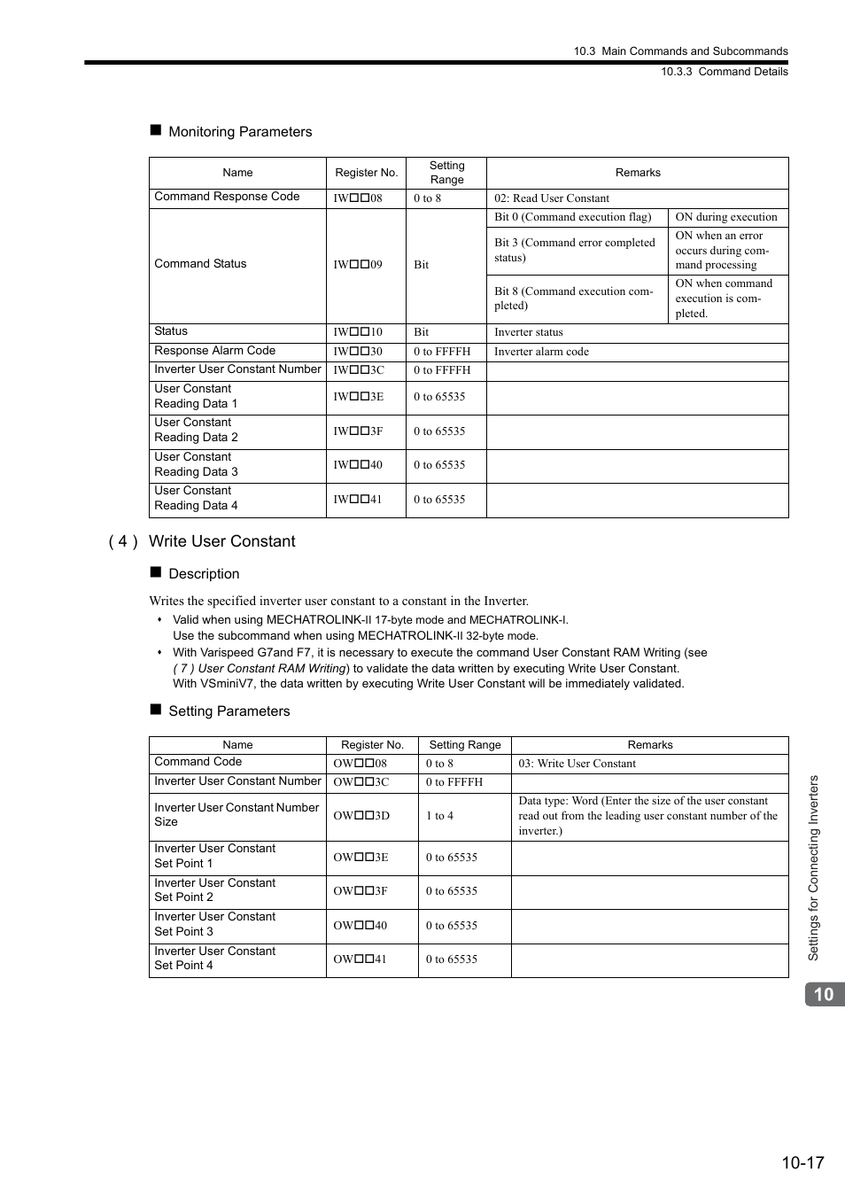 4 ) write user constant | Yaskawa MP2000 Series: Built-in SVB or SVB-01 Motion Module User Manual | Page 381 / 543