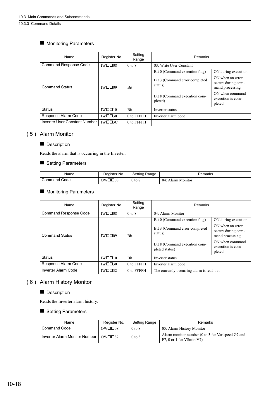 5 ) alarm monitor, 6 ) alarm history monitor | Yaskawa MP2000 Series: Built-in SVB or SVB-01 Motion Module User Manual | Page 382 / 543