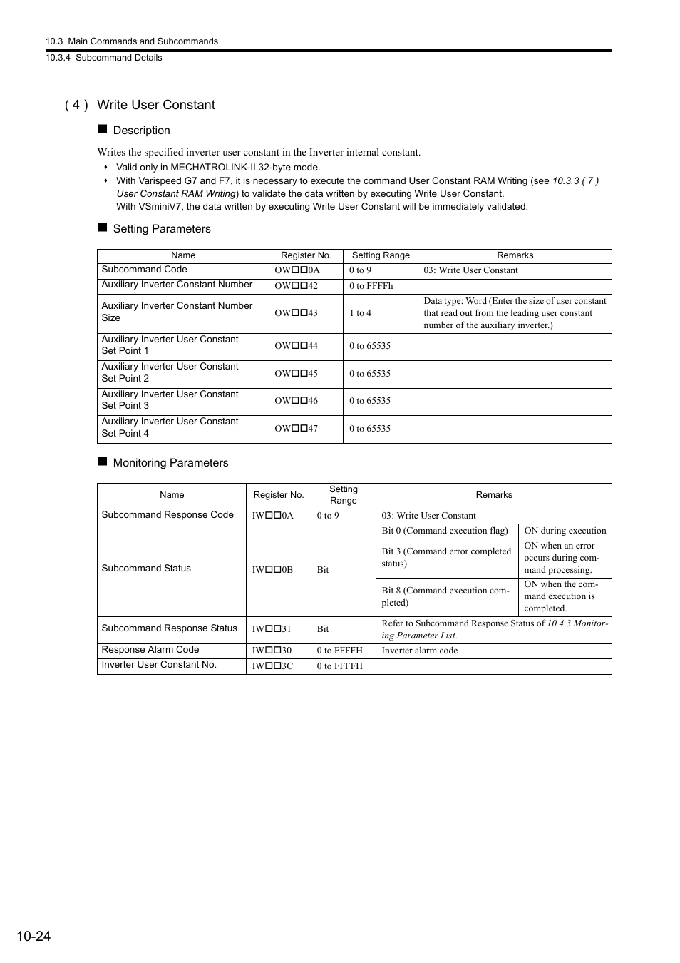 4 ) write user constant | Yaskawa MP2000 Series: Built-in SVB or SVB-01 Motion Module User Manual | Page 388 / 543