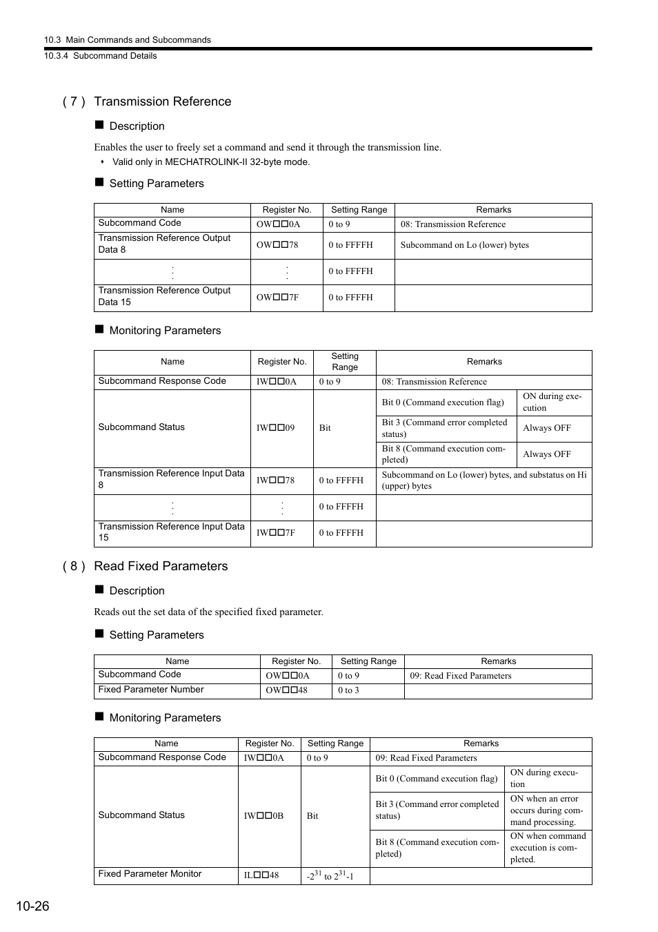 7 ) transmission reference, 8 ) read fixed parameters | Yaskawa MP2000 Series: Built-in SVB or SVB-01 Motion Module User Manual | Page 390 / 543