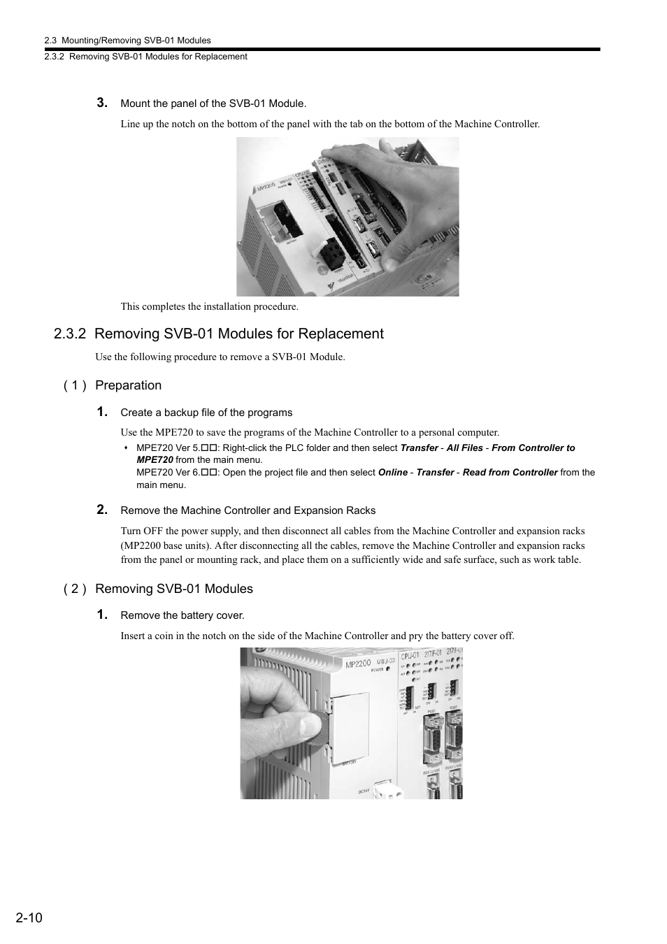2 removing svb-01 modules for replacement | Yaskawa MP2000 Series: Built-in SVB or SVB-01 Motion Module User Manual | Page 41 / 543