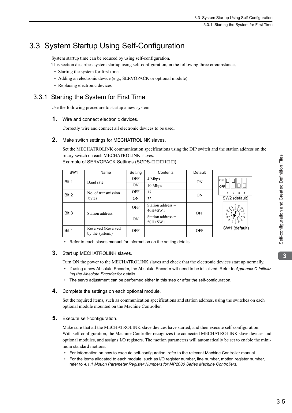 3 system startup using self-configuration, 1 starting the system for first time | Yaskawa MP2000 Series: Built-in SVB or SVB-01 Motion Module User Manual | Page 48 / 543