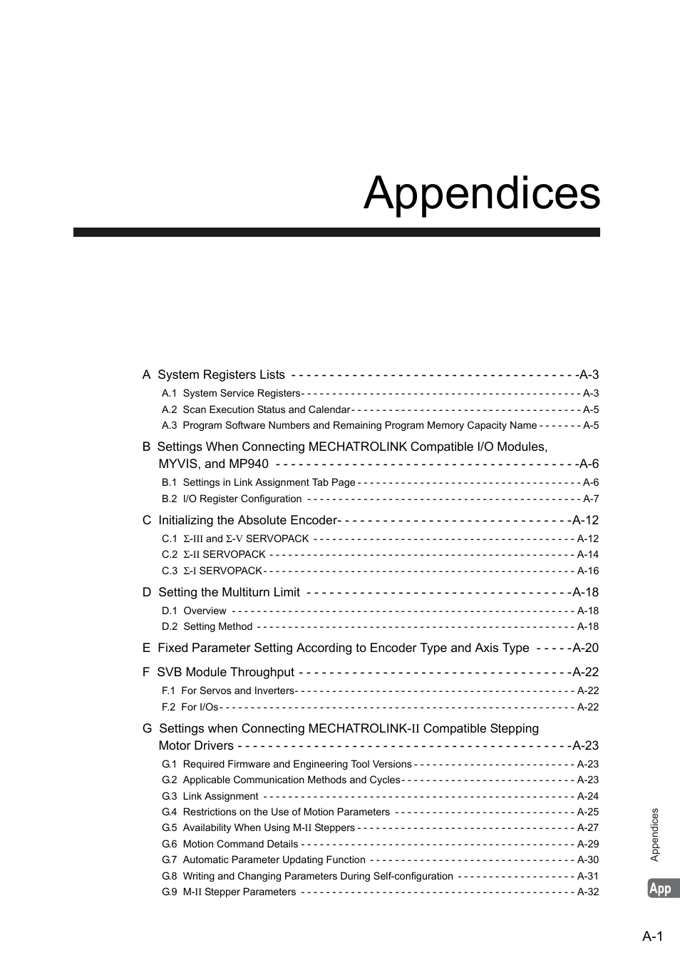Appendices | Yaskawa MP2000 Series: Built-in SVB or SVB-01 Motion Module User Manual | Page 490 / 543
