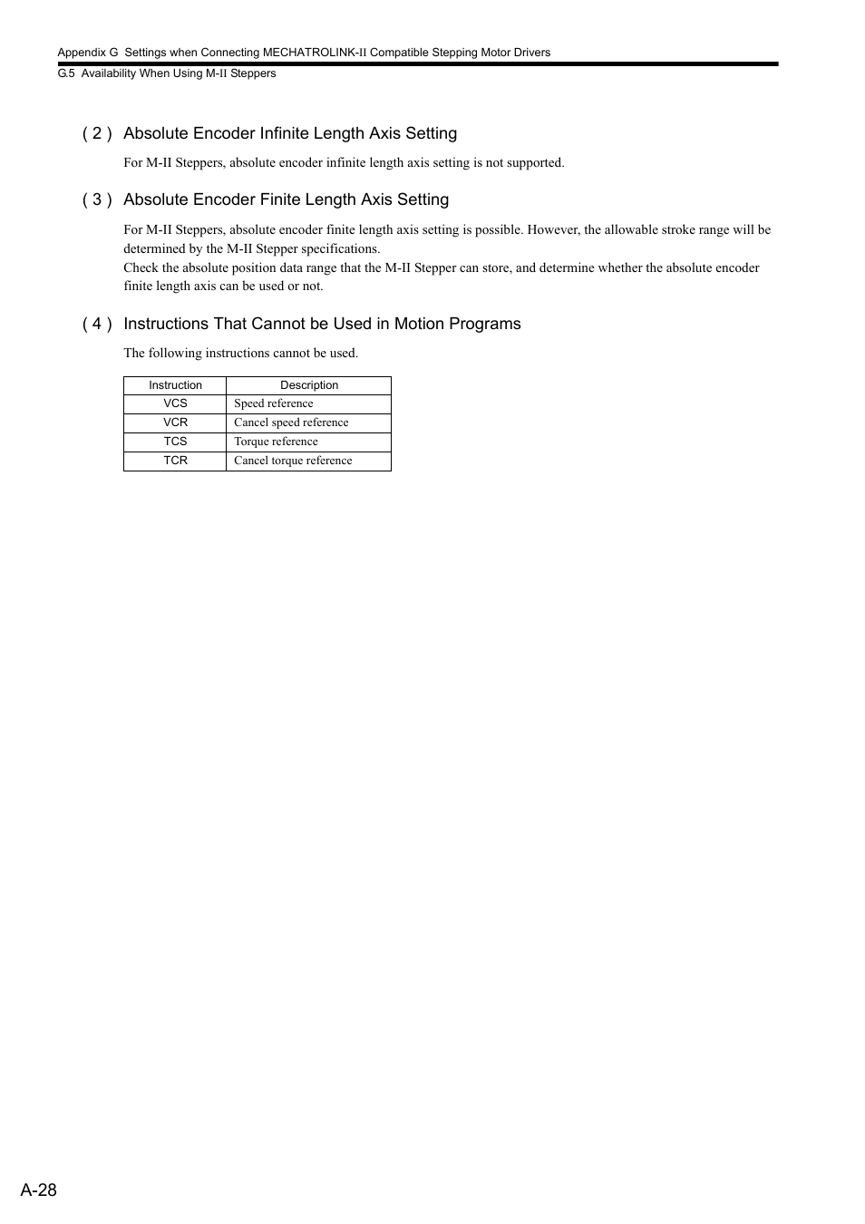 A-28, 2 ) absolute encoder infinite length axis setting, 3 ) absolute encoder finite length axis setting | Yaskawa MP2000 Series: Built-in SVB or SVB-01 Motion Module User Manual | Page 517 / 543