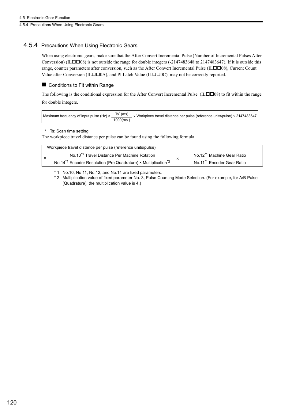 4 precautions when using electronic gears | Yaskawa MP2000 Series I/O Module User Manual User Manual | Page 120 / 139