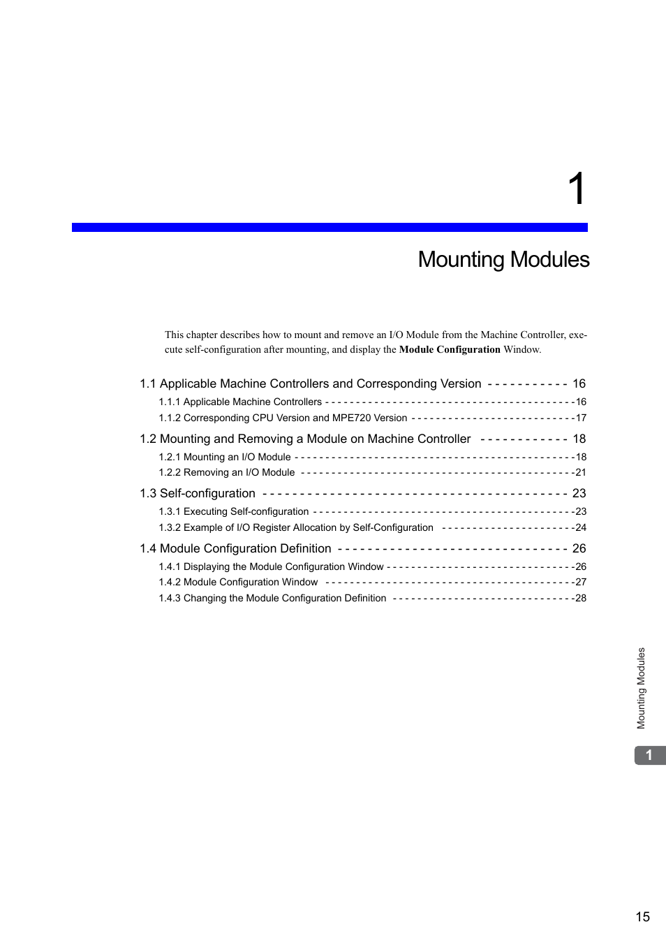 1 mounting modules, Mounting modules | Yaskawa MP2000 Series I/O Module User Manual User Manual | Page 15 / 139