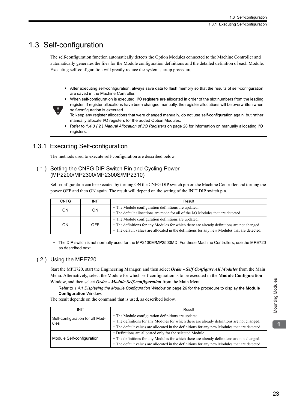 3 self-configuration, 1 executing self-configuration, 2 ) using the mpe720 | Yaskawa MP2000 Series I/O Module User Manual User Manual | Page 23 / 139