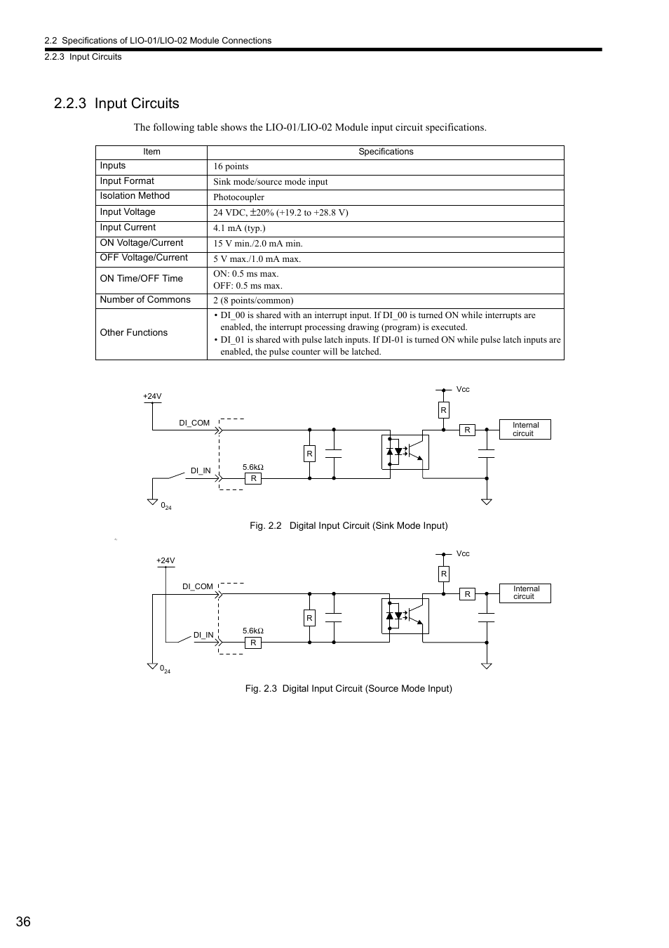 3 input circuits | Yaskawa MP2000 Series I/O Module User Manual User Manual | Page 36 / 139