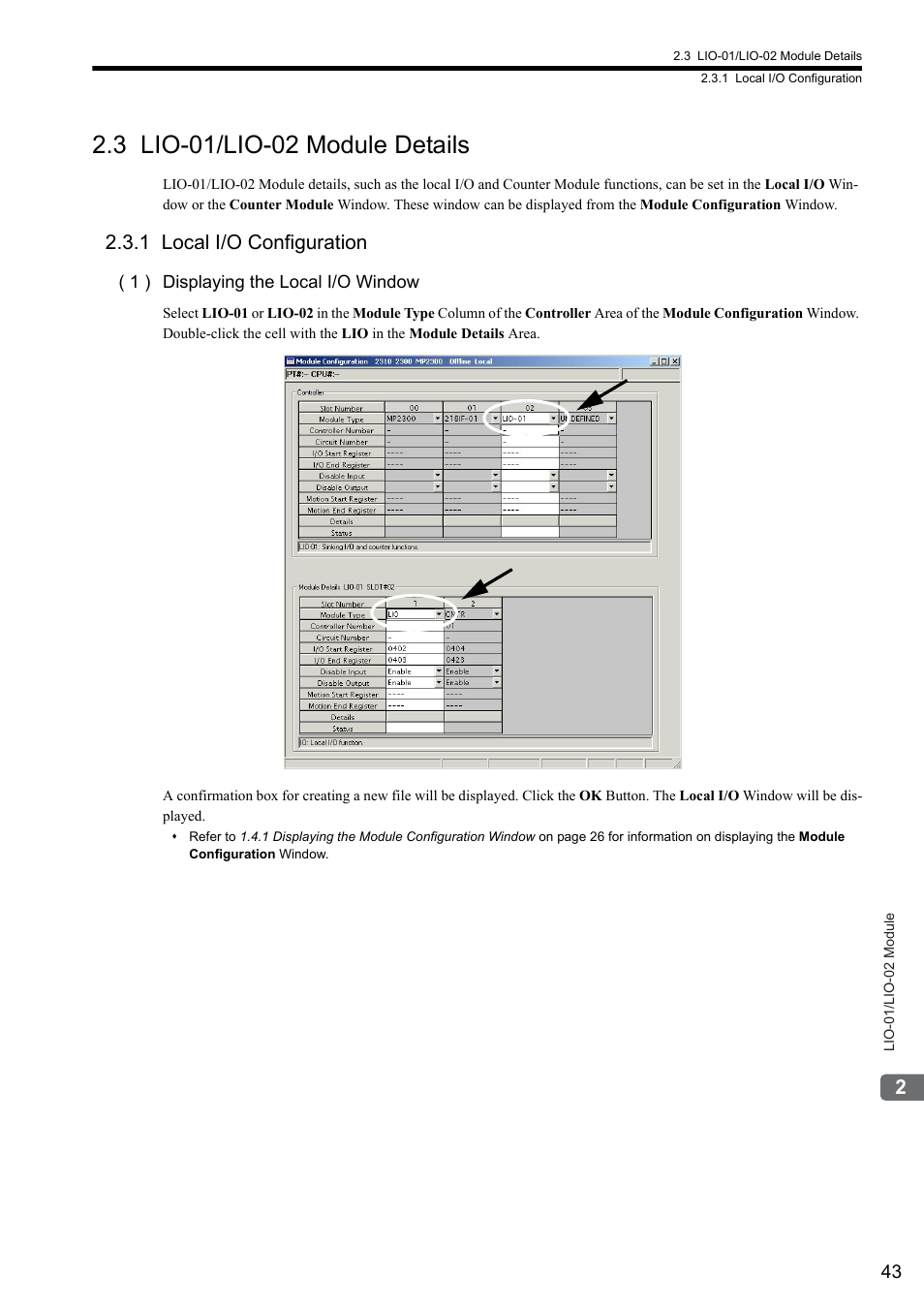 3 lio-01/lio-02 module details, 1 local i/o configuration | Yaskawa MP2000 Series I/O Module User Manual User Manual | Page 43 / 139