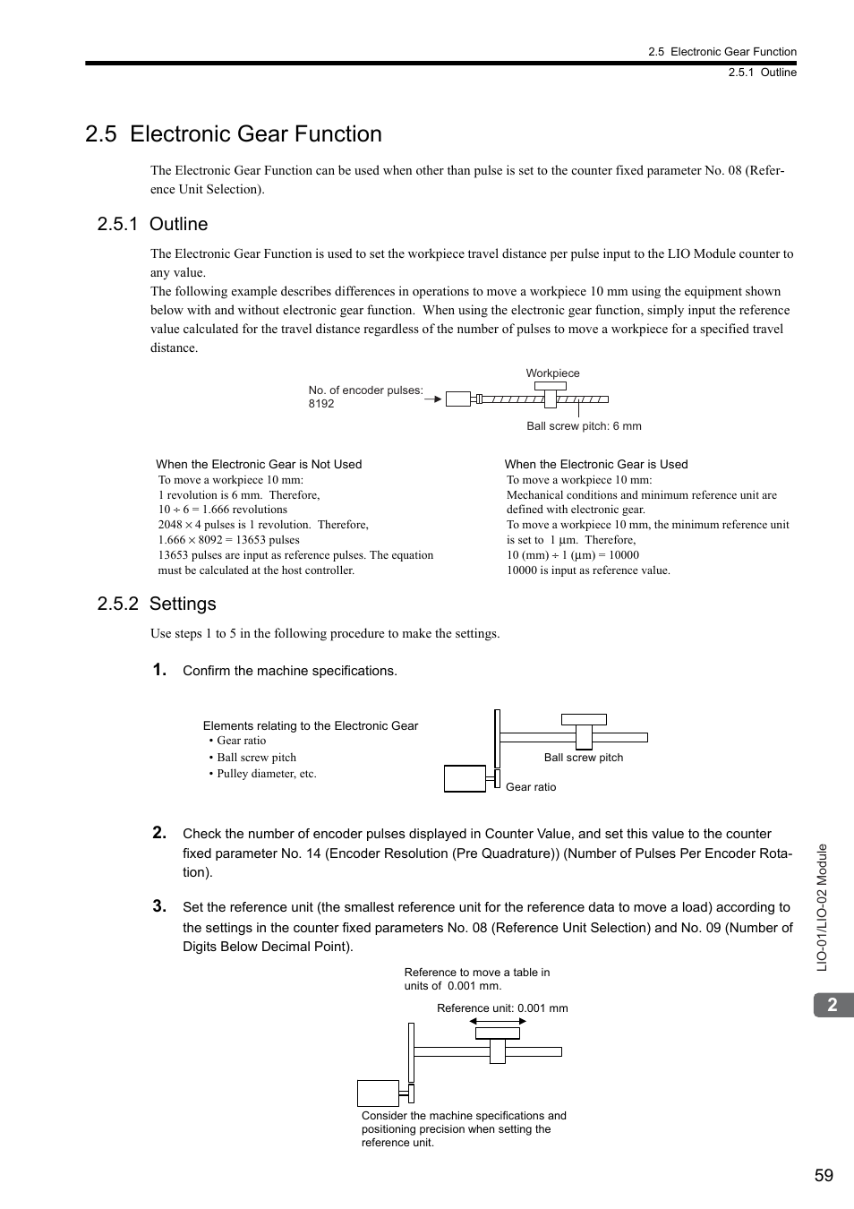 5 electronic gear function, 1 outline, 2 settings | Yaskawa MP2000 Series I/O Module User Manual User Manual | Page 59 / 139