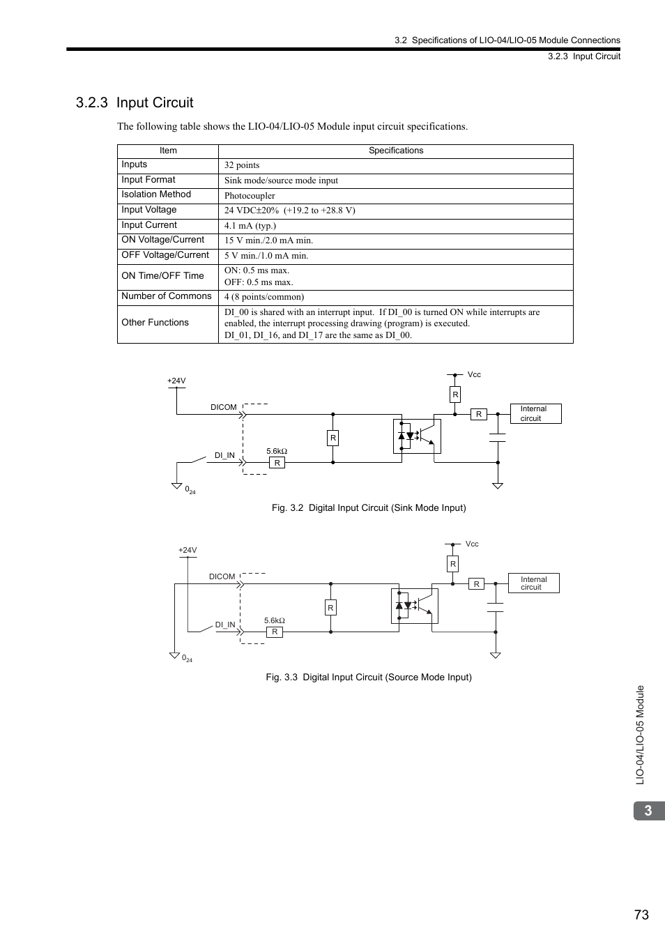 3 input circuit | Yaskawa MP2000 Series I/O Module User Manual User Manual | Page 73 / 139