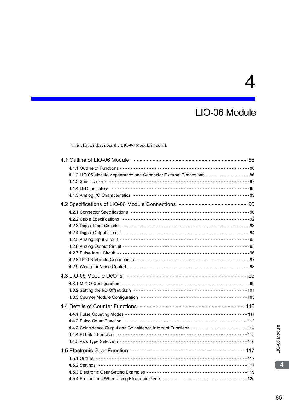 4 lio-06 module, Lio-06 module | Yaskawa MP2000 Series I/O Module User Manual User Manual | Page 85 / 139