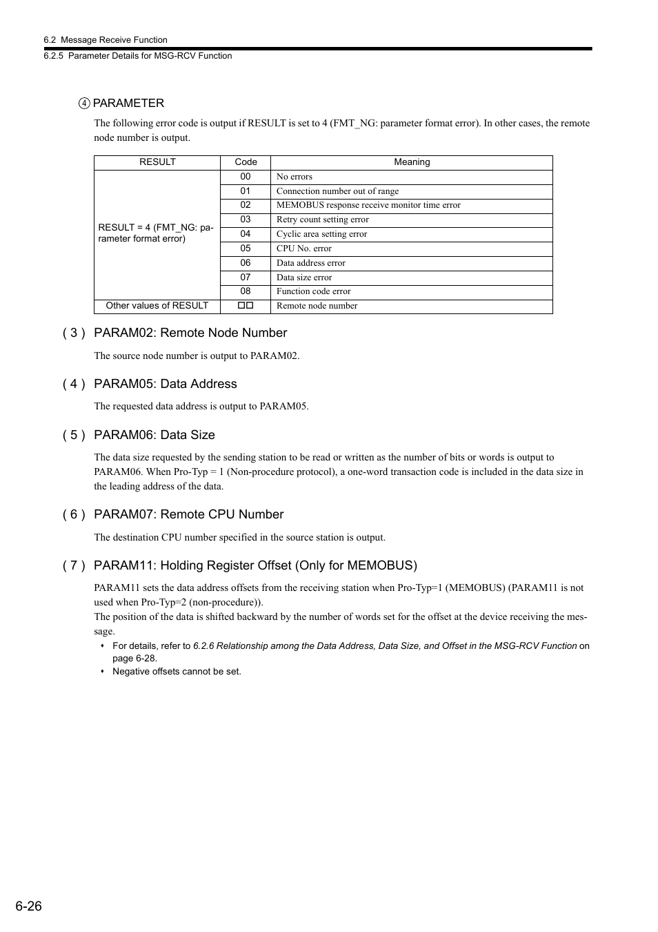 3 ) param02: remote node number, 4 ) param05: data address, 5 ) param06: data size | 6 ) param07: remote cpu number | Yaskawa JAPMC-MC2303-E User Manual | Page 111 / 178