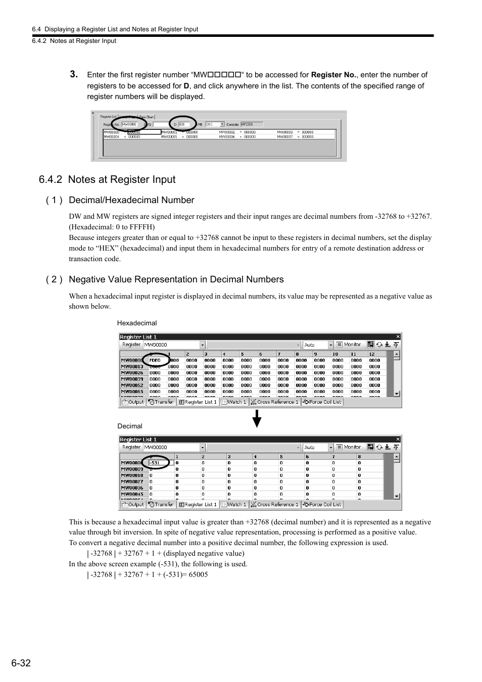 2 notes at register input | Yaskawa JAPMC-MC2303-E User Manual | Page 117 / 178