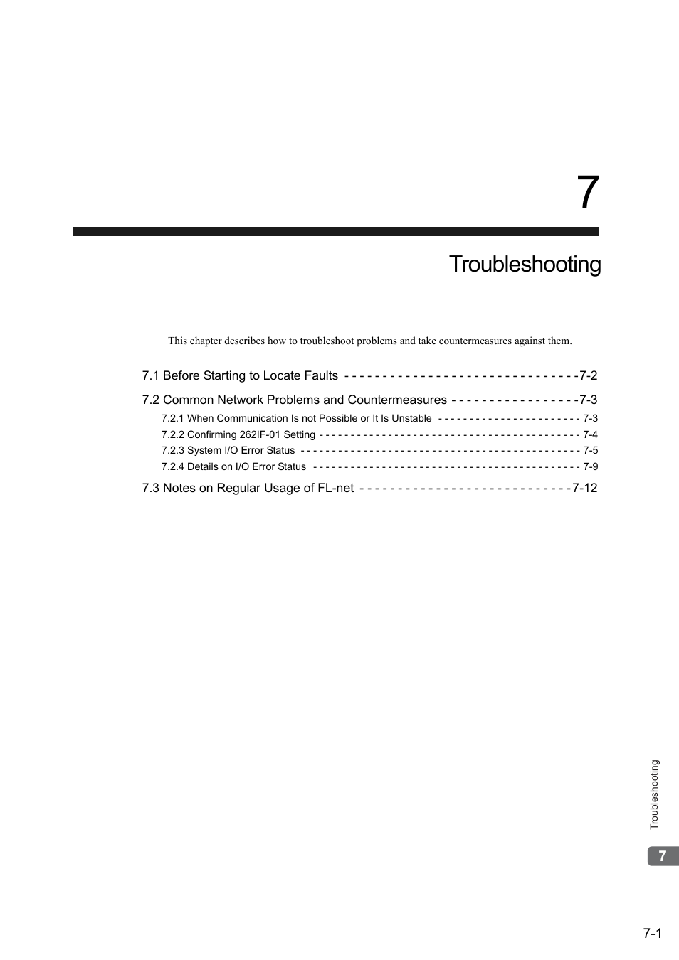 7 troubleshooting, Troubleshooting | Yaskawa JAPMC-MC2303-E User Manual | Page 139 / 178