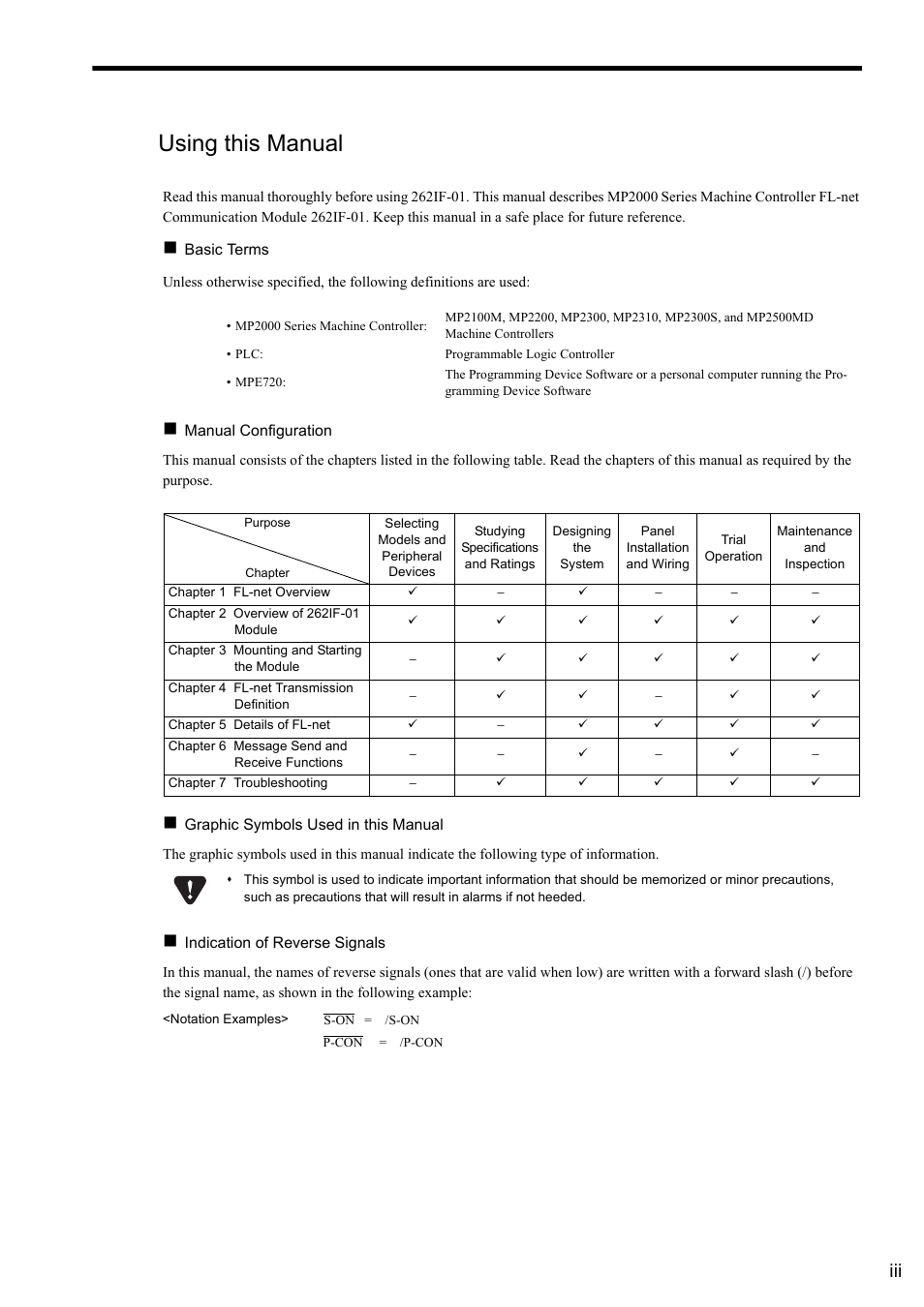 Using this manual | Yaskawa JAPMC-MC2303-E User Manual | Page 3 / 178