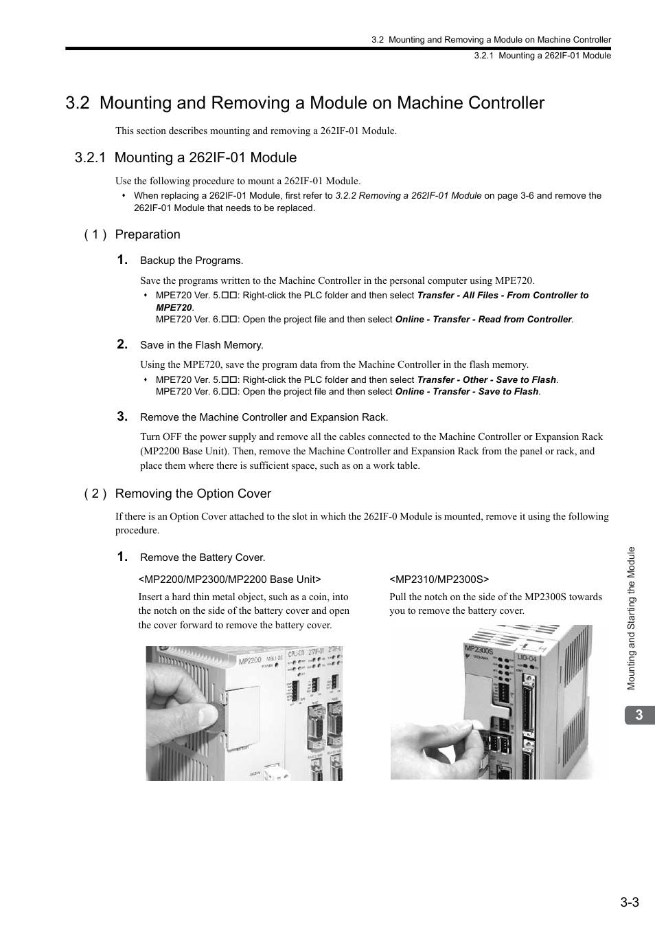 1 mounting a 262if-01 module | Yaskawa JAPMC-MC2303-E User Manual | Page 33 / 178