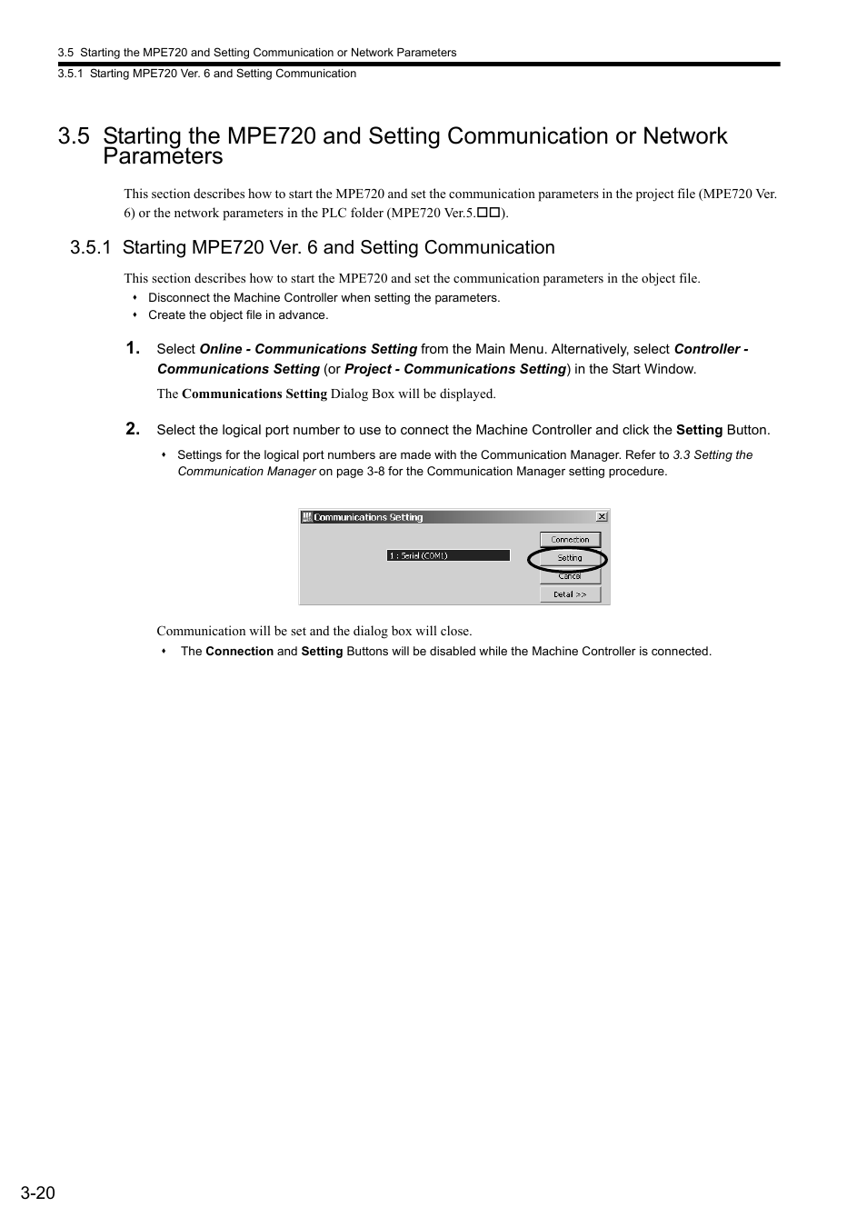 1 starting mpe720 ver. 6 and setting communication | Yaskawa JAPMC-MC2303-E User Manual | Page 50 / 178