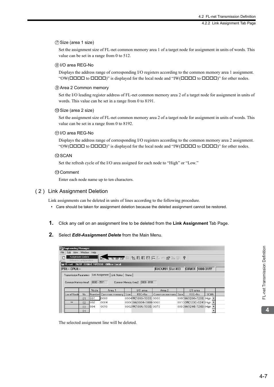 2 ) link assignment deletion | Yaskawa JAPMC-MC2303-E User Manual | Page 60 / 178