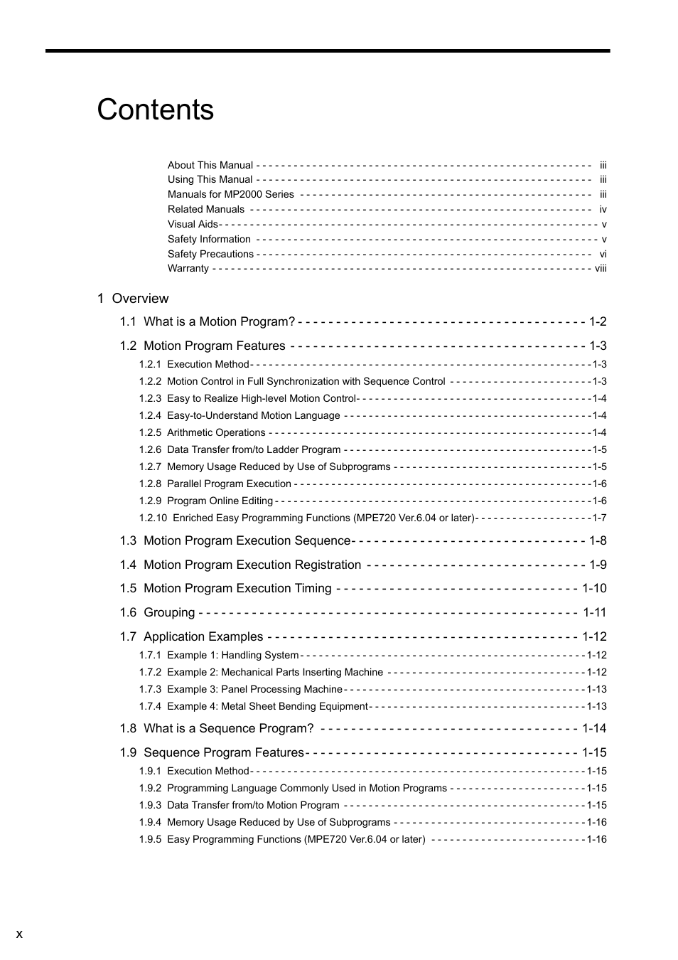 Yaskawa MP2000 Series: User's Manual for Motion Programming User Manual | Page 10 / 356