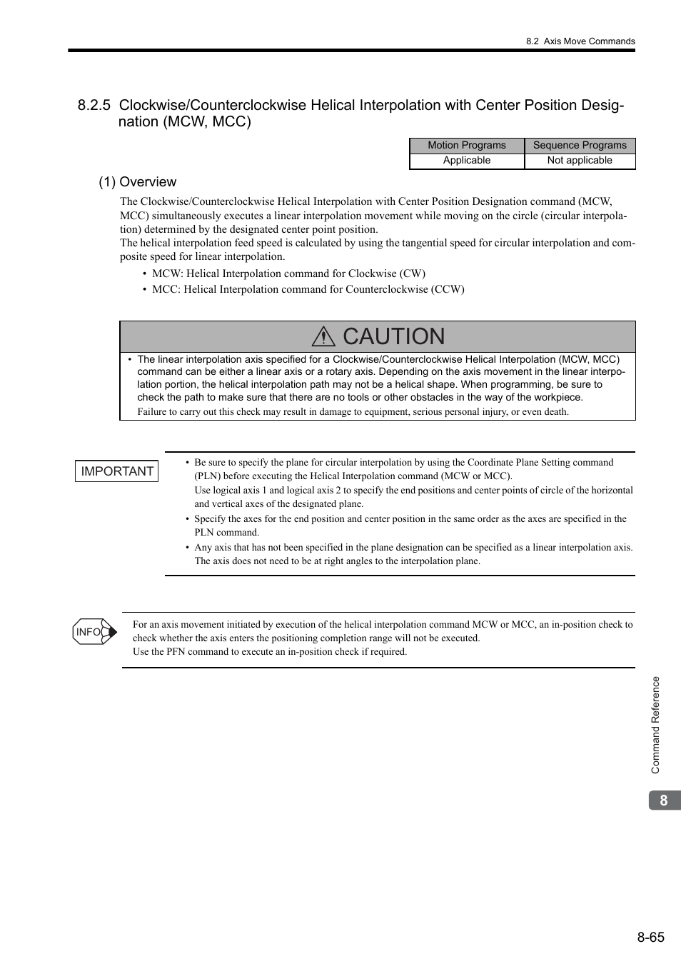 1) overview, Caution | Yaskawa MP2000 Series: User's Manual for Motion Programming User Manual | Page 172 / 356